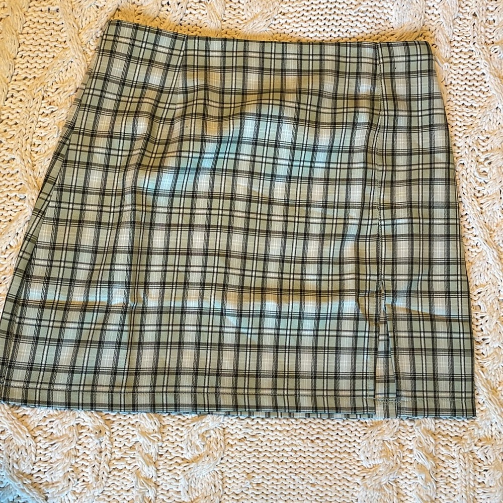 Green Plaid Mini Skirt
